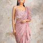 Dusty Pink Chiffon Ruffle Draped Saree