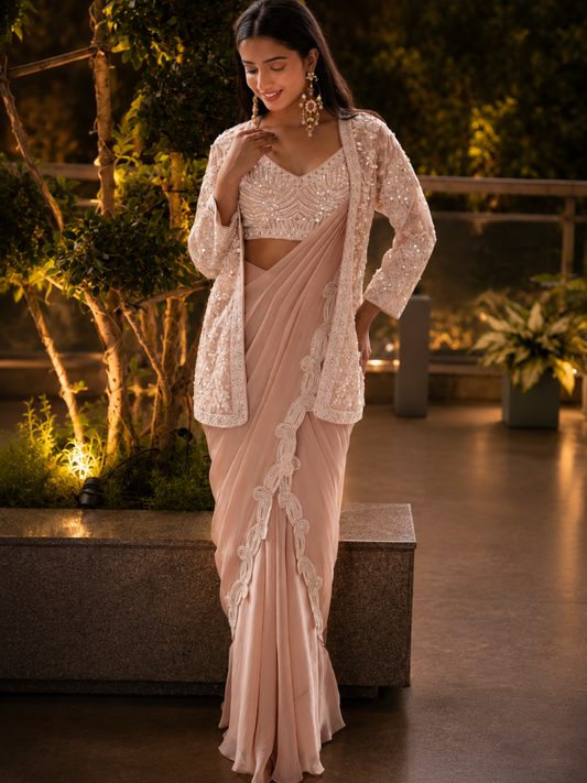 Ethereal Rose Saree
