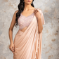 Peach Fuzz Lycra Ruffle Draped Saree