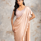Peach Fuzz Lycra Ruffle Draped Saree