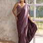 Dark Mauve Lycra Draped Saree