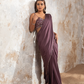 Dark Mauve Lycra Draped Saree
