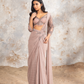 Dusty Mauve Crinkle Net Structured Draped Saree