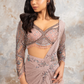 Dusty Mauve Crinkle Net Structured Draped Saree
