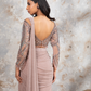 Dusty Mauve Crinkle Net Structured Draped Saree