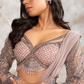 Dusty Mauve Crinkle Net Structured Draped Saree