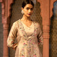 Light Coffee Silk Chanderi & Satin Lycra Hand Embroidered Co-Ord Set