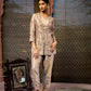 Light Coffee Silk Chanderi & Satin Lycra Hand Embroidered Co-Ord Set