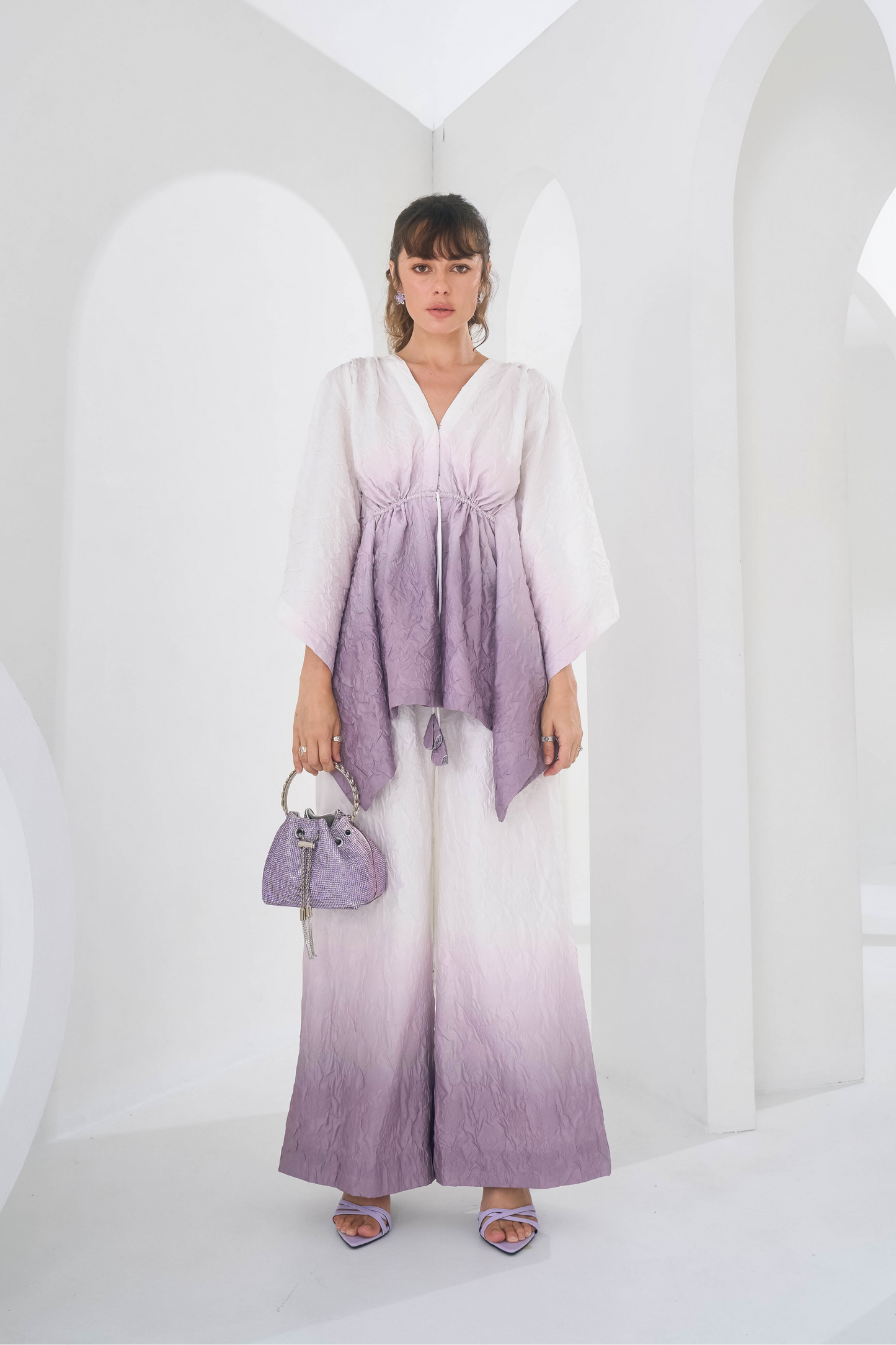 MAUVE GREY OMBRE CRUSHED CO-ORD SET