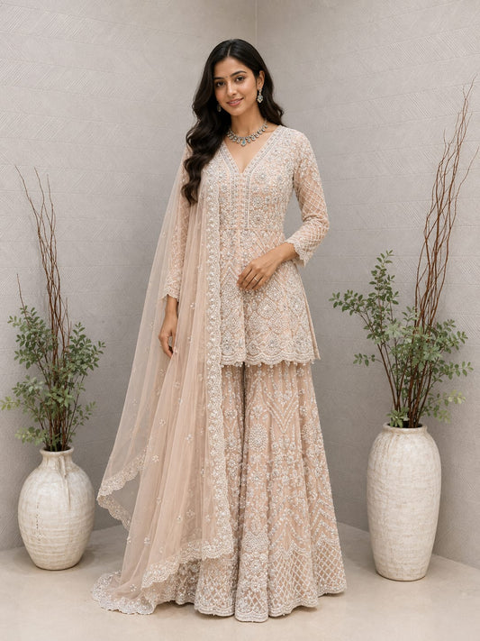 Blush Peach Sharara set