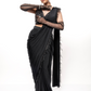 Black on Black Feather Draped Saree