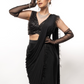 Black on Black Feather Draped Saree