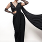Black on Black Feather Draped Saree