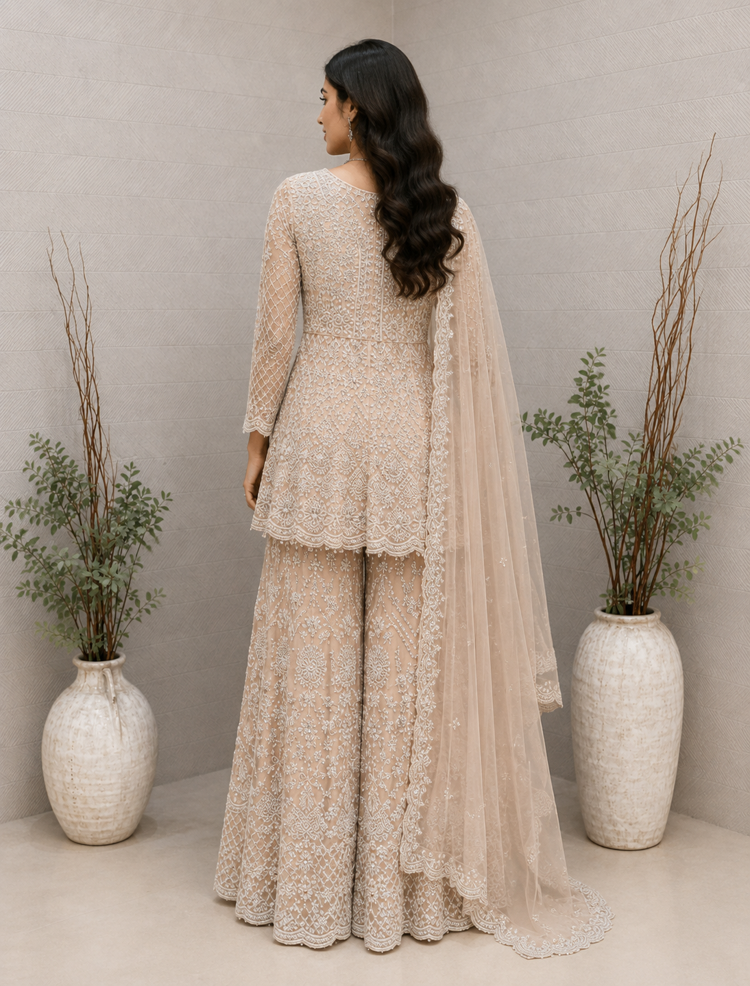Blush Peach Sharara set