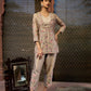 Light Coffee Silk Chanderi & Satin Lycra Hand Embroidered Co-Ord Set