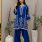 Royal Blue Embroidered Cord Set