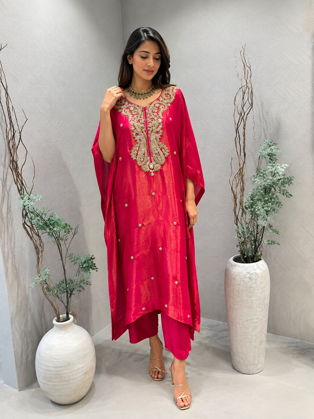 fuschia pink kaftan