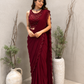 Ruby red pre draped saree