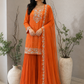 Orange Dabka Silk Sharara