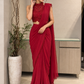 Scarlett Red beadwork Pre draped Saree