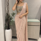 Dusty Pink Satin Organza Pre Draped Saree with Jewel Blouse