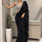Black Mirrorwork Halter Saree