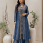 Blue Tissue Jacket Set