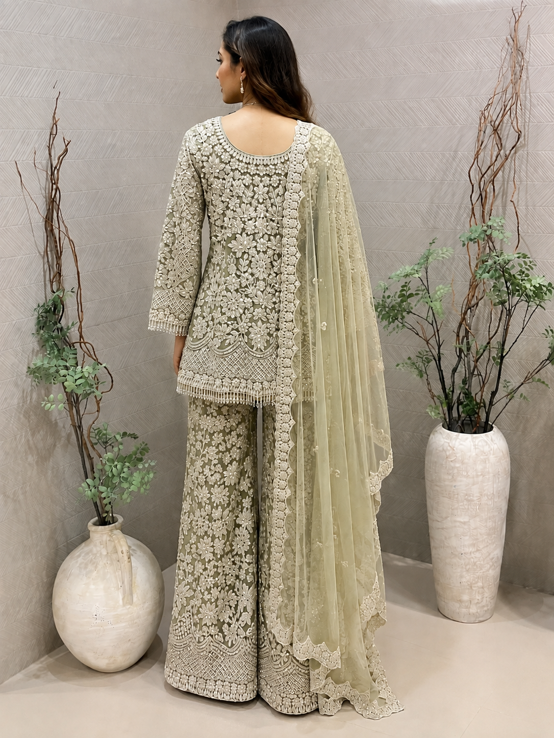 Pista Green Sharara Set