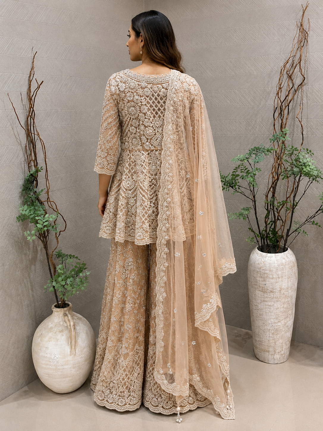 Blush Peach Sharara Set