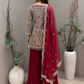 Ruby red pleated Sharara set