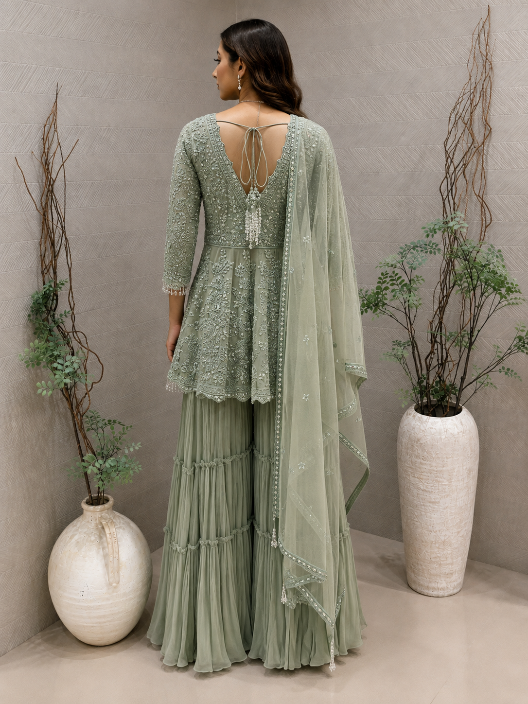Mint green Sharara set