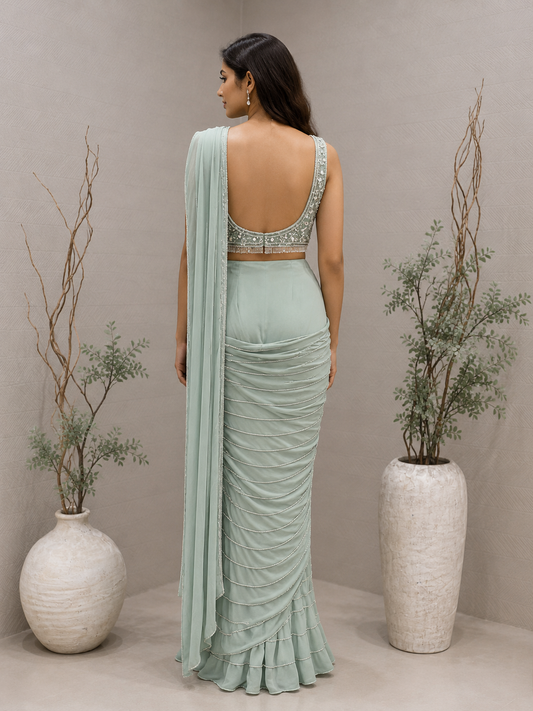 Mint Green Draped Saree
