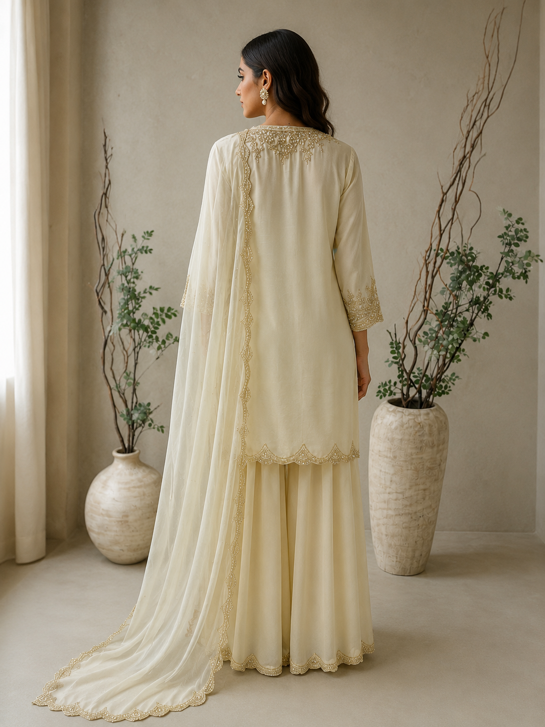 Ivory  Sharara set