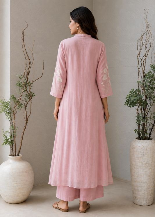Blush Pink Appliqué Kurta Set