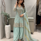 Powder Blue Gota Dhoti Suit Set