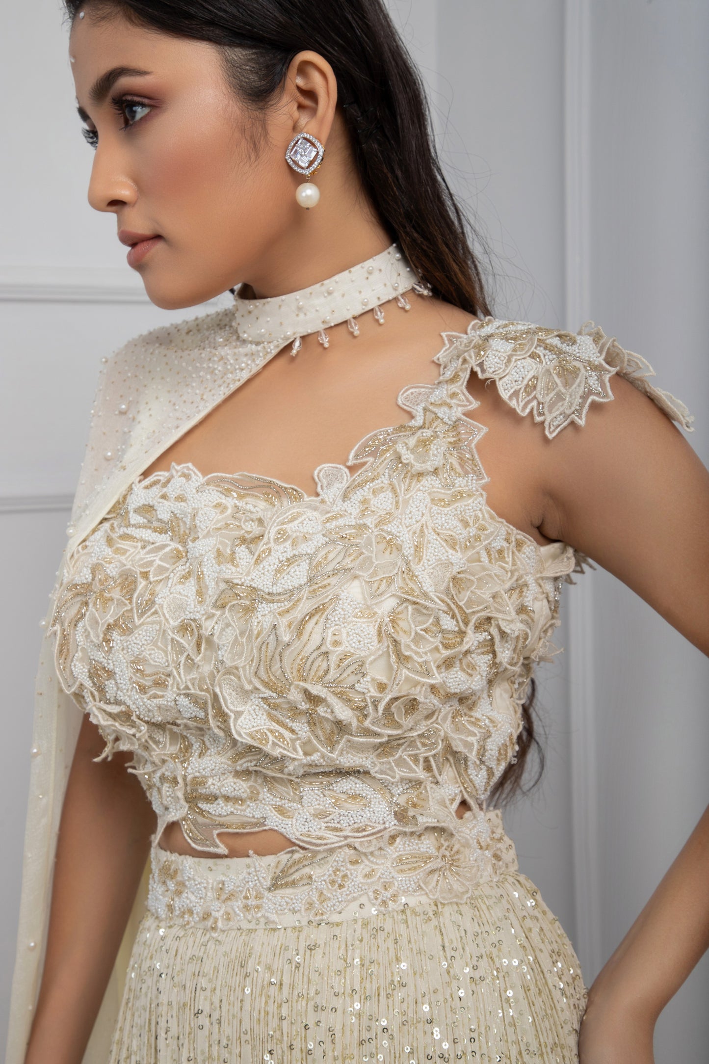 IVORY BLOSSOMSHIMMER LEHENGA SET