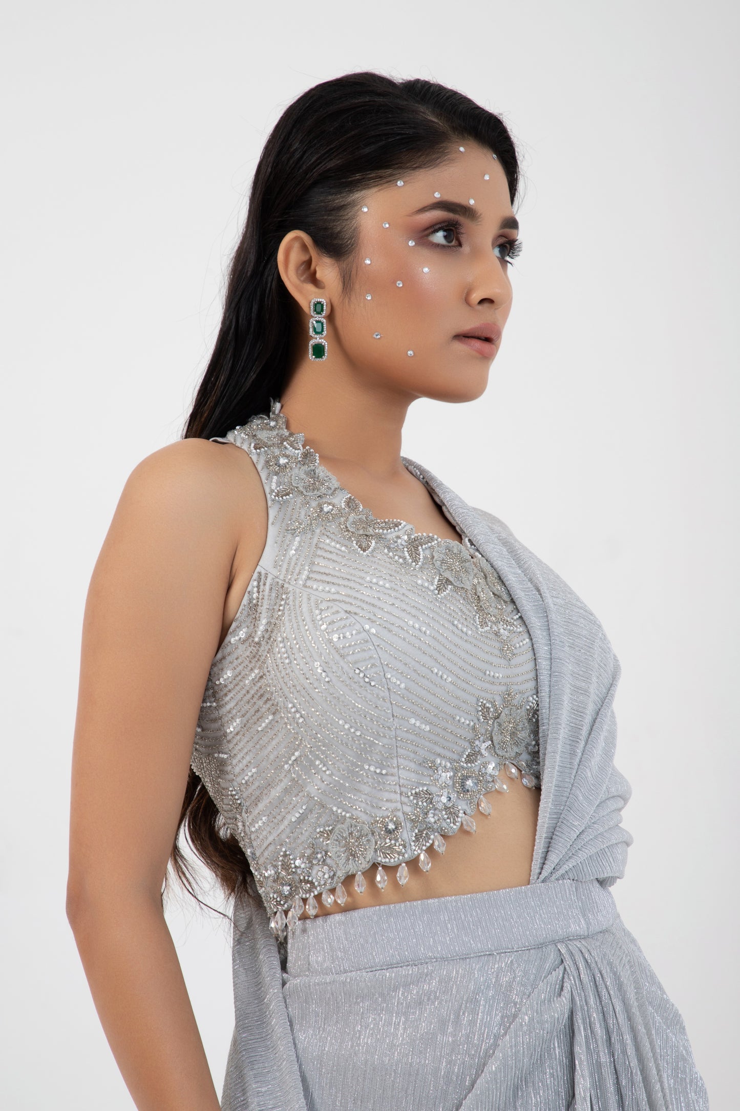 OPAL SHIMMER DRAPE SAREE SET