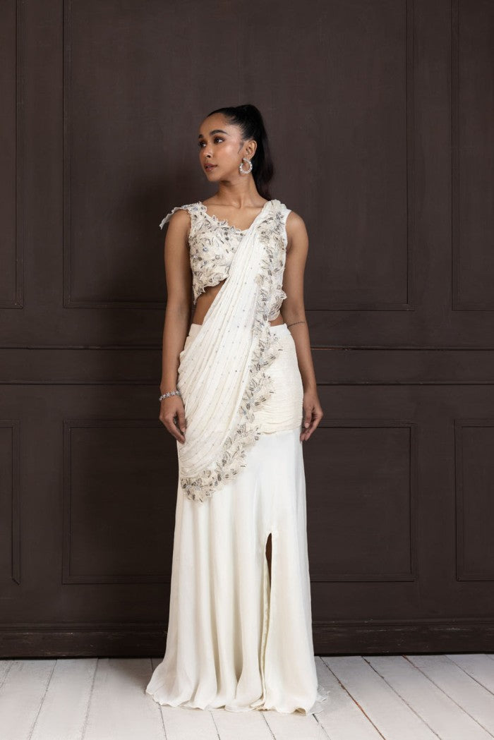 IVORY GRACE DRAPE SAREE