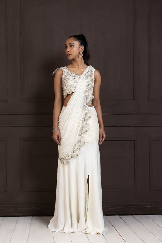 IVORY GRACE DRAPE SAREE