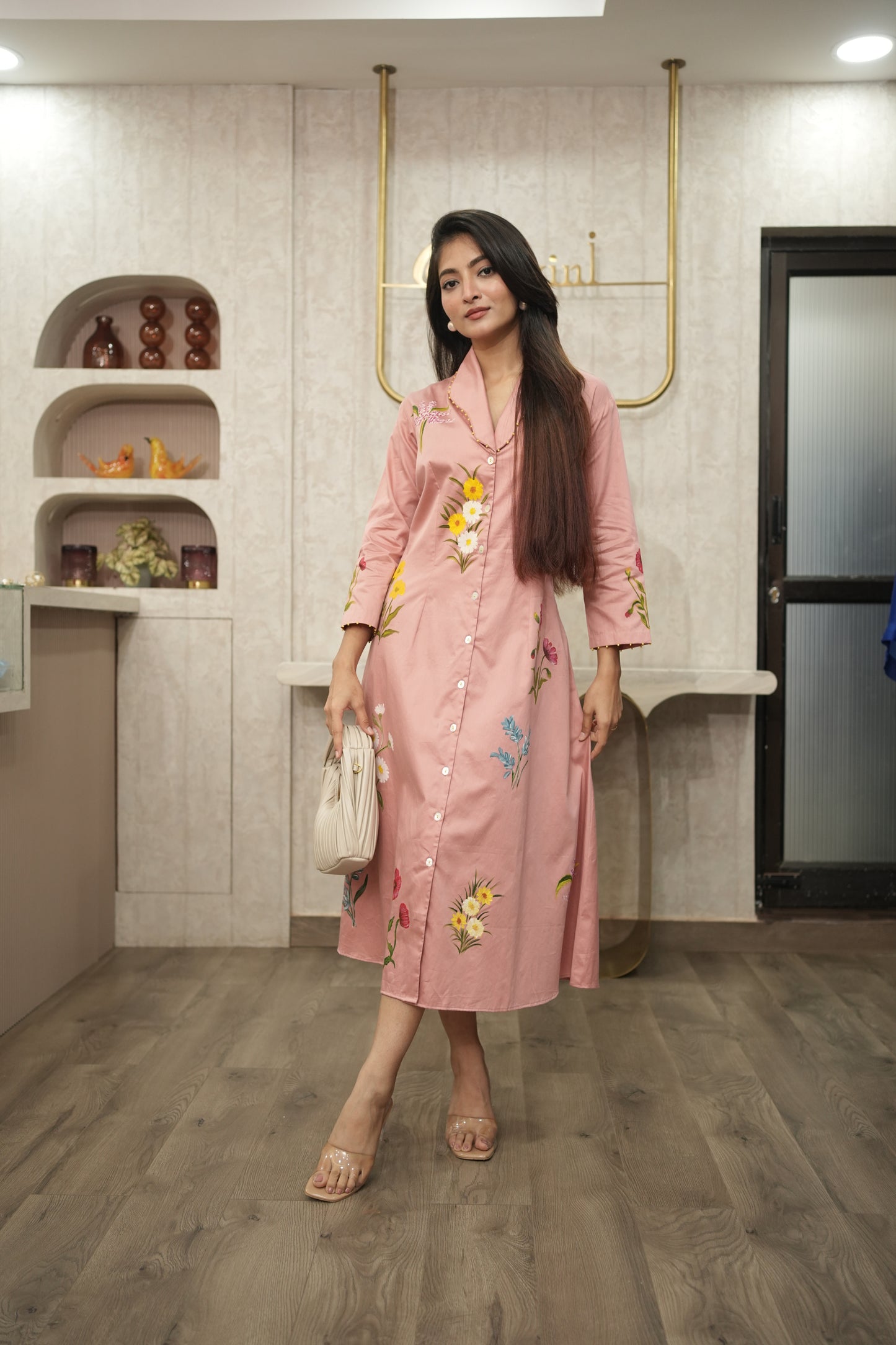 Pink Peony Shirt Dress
