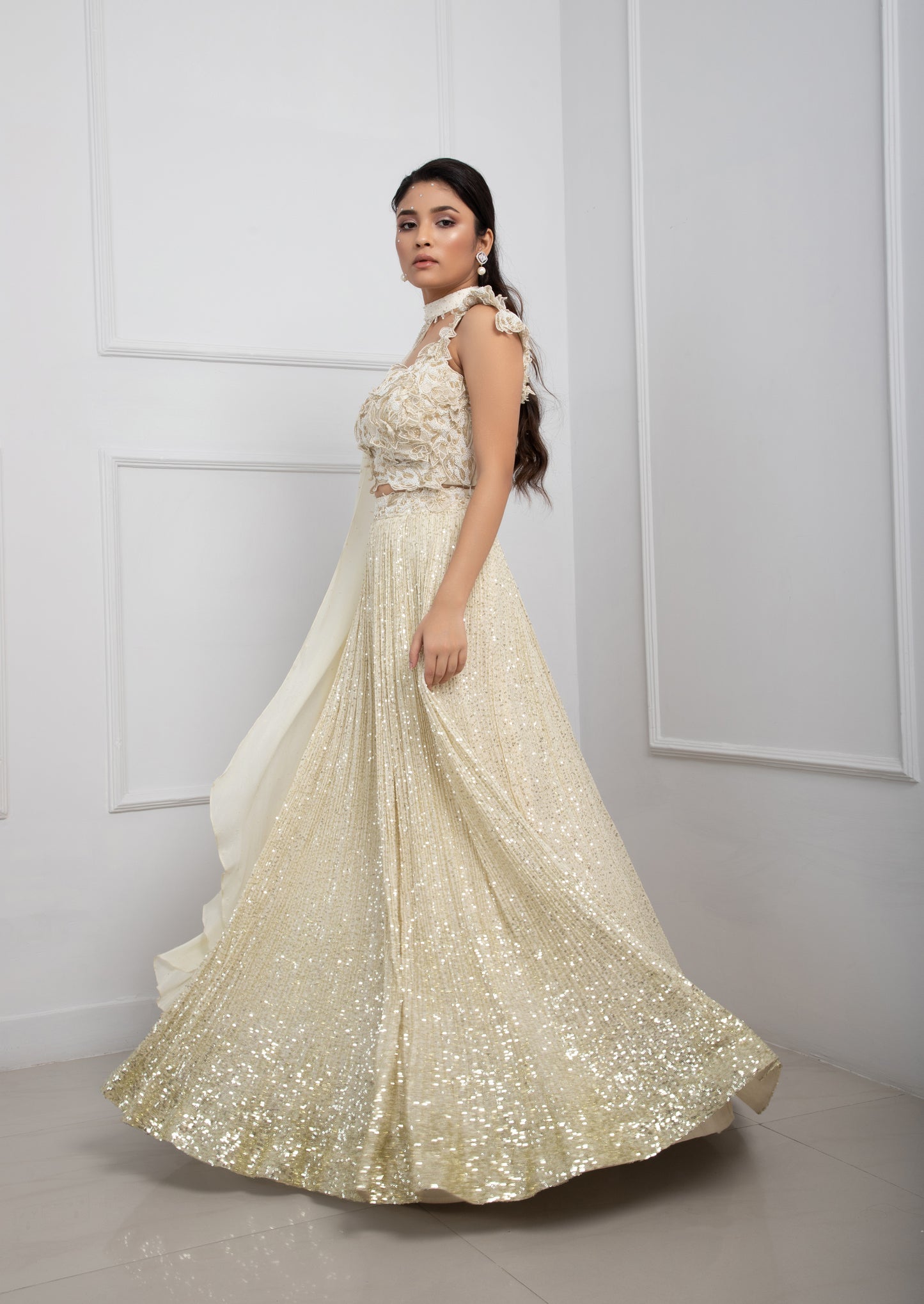 IVORY BLOSSOMSHIMMER LEHENGA SET
