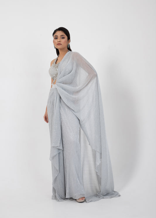 OPAL SHIMMER DRAPE SAREE SET
