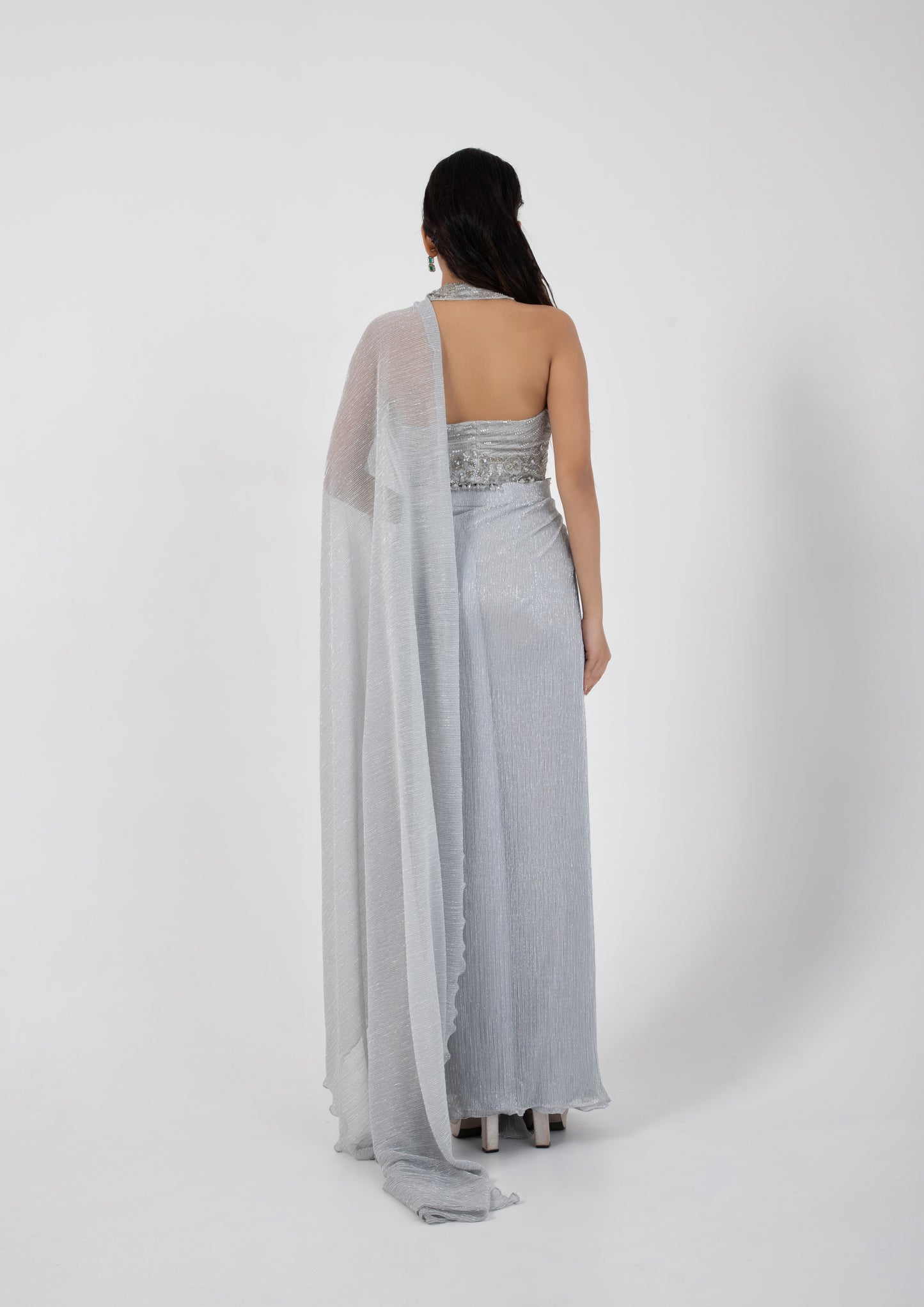 OPAL SHIMMER DRAPE SAREE SET