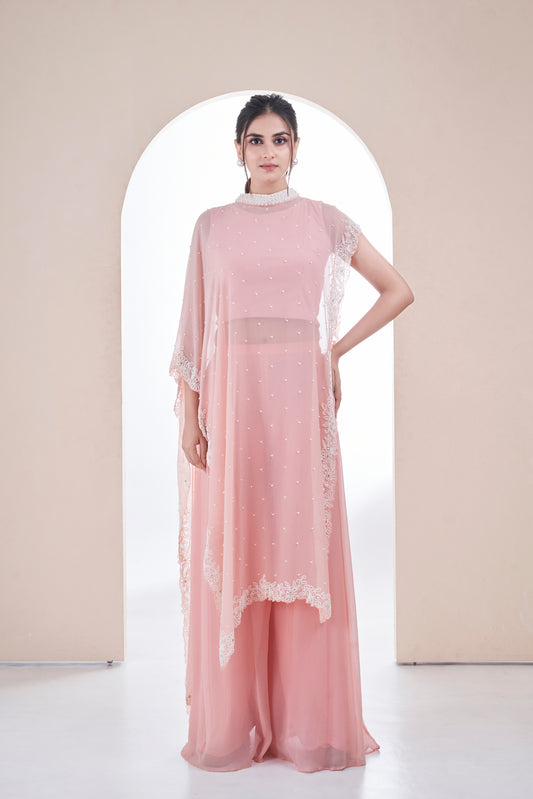 Blush Pink Chiffon Sharara Set