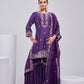 Purple Georgette Sharara Set