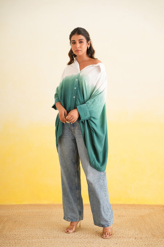 Ombre Shirt (White & Green)