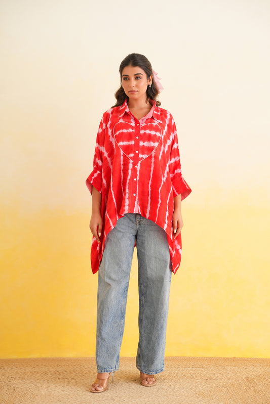 Shibori Shirt (Red and Pink)