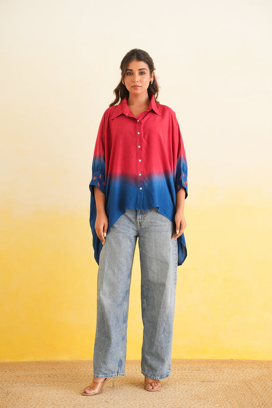 Ombre Shirt (Red & blue)