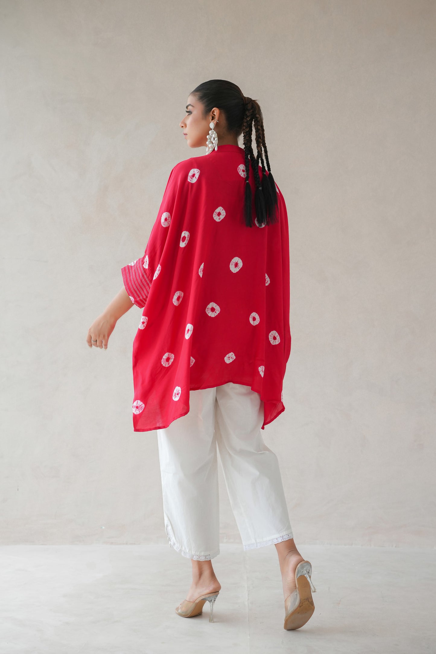 Bandhani Kaftan Shirt (Red)