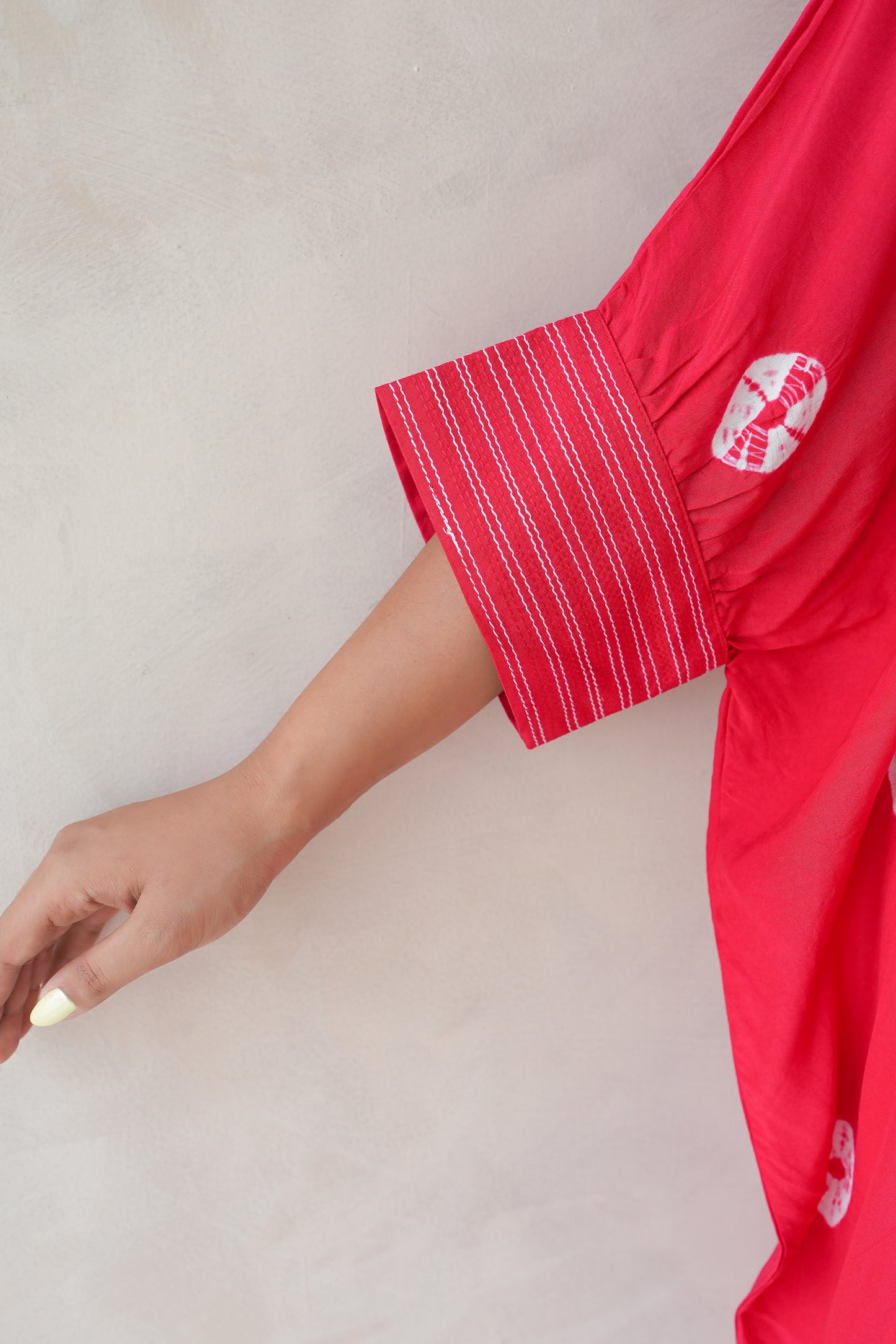Bandhani Kaftan Shirt (Red)